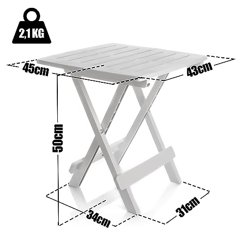 BigDean Klapptisch klein in Weiß aus Kunststoff LxBxH 45x43x50cm – wetterfester Campingtisch - Beistelltisch für In- und Outdoor geeignet - kleiner Esstisch Gartentisch Balkontisch – Made in Europe – Bild 4