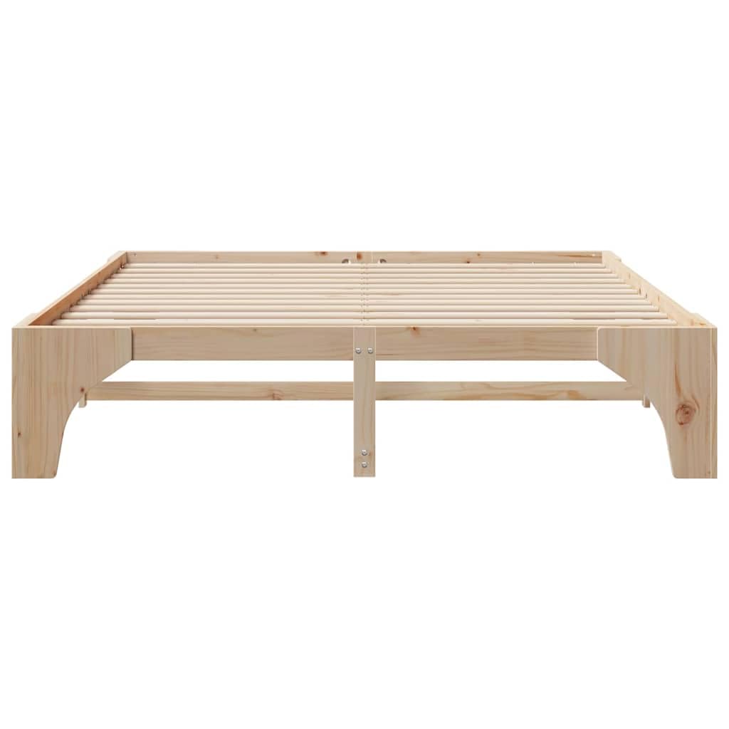 Marco de Cama en el Suelo de Madera Maciza de Pino Marrón Estructura de Perfil Bajo para Dormitorio Moderno Minimalista y Funcional con Fácil Ensamblaje y Diseño Eficiente