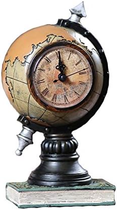 VintageBee Globe Money Box Clock Vintage Resin Globe Model Resin Money Bank Coin Saving Storage Box/Stylish Design Home Decoration Livingroom Ornament (Vintage Yellow)