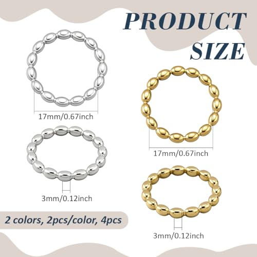 Stainless Steel Beaded Star Bamboo Joint Finger Rings Stackable Beaded Band Rings Chunky Ring Set Trendy Ring Supplies for Women Wedding Birthday Party Christmas Fashion Jewelry2