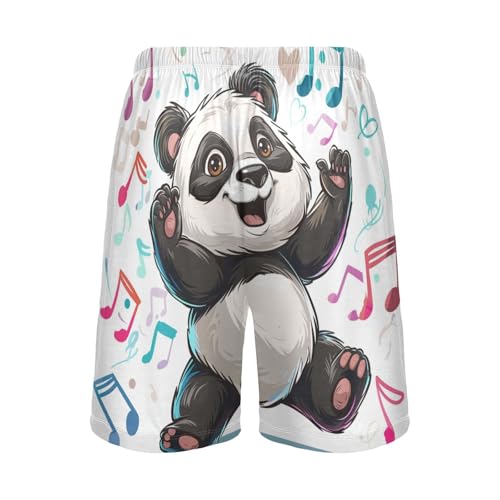 ALAZA Cute Panda Musical Notes Men's Pajama Shorts with Pockets2