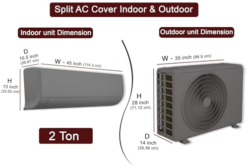 Image of The Furnishing Tree 2 Ton Split AC Cover for Indoor and Outdoor Units Basketweave Pattern Grey