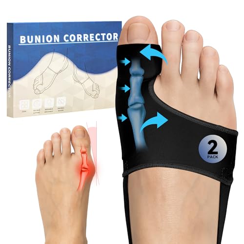 CHJOD 2 PCS Bunion Corrector for Women & Men - Big Toe Straightener with Splint & Pads,Breathable &