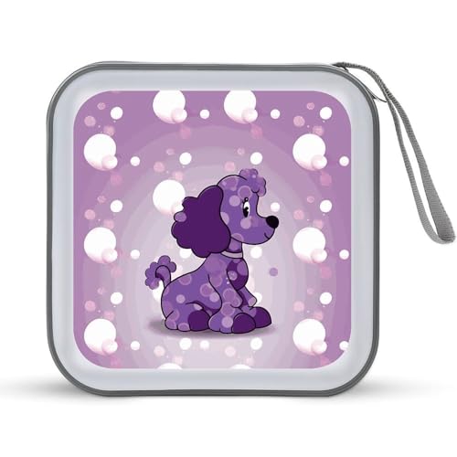 Range CD pour voyage et voiture pochette zippée violette Caniche