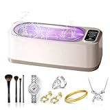 GOAKICHGO Ultrasonic Jewelry Cleaner, 50KHz Ultrasonic Cleaner Machine with 304 Stainless Steel for Jewelry,Eyeglasses, Rings, Coin, Watch Strap, Dentures, Hygiene Items, 3 Cleaning Modes (White)
