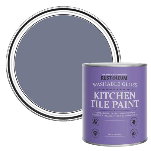 Rust-Oleum Blue water resistant Kitchen Tile Paint in Gloss Finish - Hush 750ml