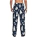 Nautical Sailor Pattern Print Pajama Pants for Men, Fashion Bottoms Sleep Lounge Pjs Pants with Pockets Black
