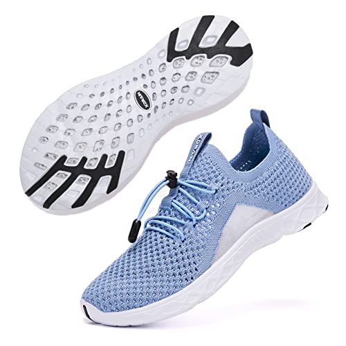 ALEADER Womens Xdrain Water Shoes Slip On Swim Shoes Non Slip Aqua Shoes for Beach Summer Aqua Lavender Blue Size 8.5