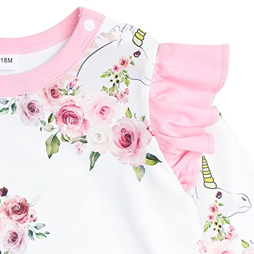 Image of Hopscotch Girls Polyester Full-Sleeve Floral Print Bodysuit With Headband in White Color