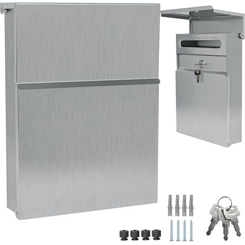 ALSTEN TECH Buzón de diseño para pared Mini sin compartimento para periódicos, acero inoxidable V2A antioxidante, 30 x 23 cm