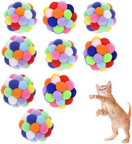 Vebetter 9 Katzenbälle 4,5 cm, weiche Filzbälle, buntes Katzenspielzeug | 9 farbenfrohe Filzbälle zum Rollen, Jagen und Fangen – für abwechslungsreiche Spielmomente und aktive Besc