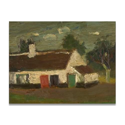 Tableau sur toile de ferme ancienne 80x60cm pour salon rustique