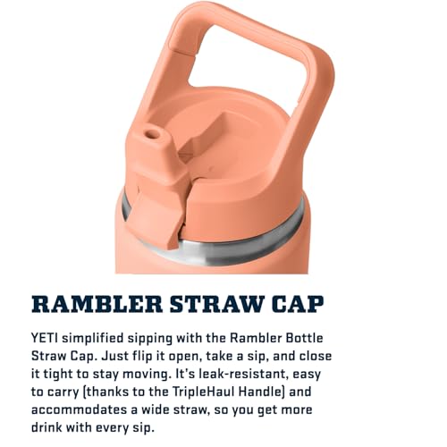 Image of YETI Rambler 26 oz Bottle, Vacuum Insulated, Stainless Steel with Color Matching Straw Cap