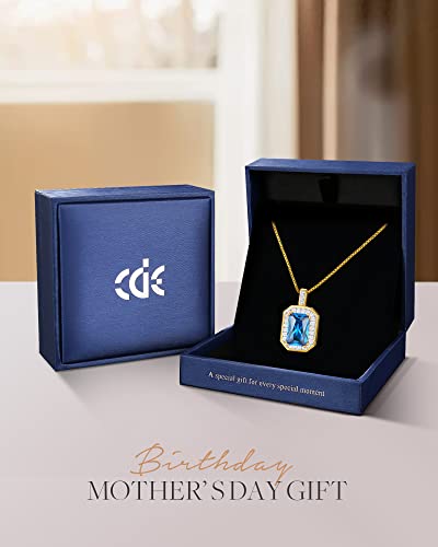 Cde Square Birthstone Necklaces For Women, 18K Gold Plated I Love You Mom 925 Sterling Silver Necklace For Women Mothers Day Birthday Anniversary Jewelry Gift For Women Wife Mom Grandma #TOP5