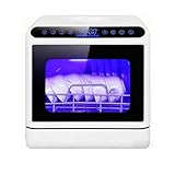 Portable Dishwasher Countertop Countertop Dishwasher with 5L Water Tank, 3 Wash Programs, Mini Dishwasher for RV, Apartments, Office Kitchens, Smart Air-Dry Function Table Top Dish Washer