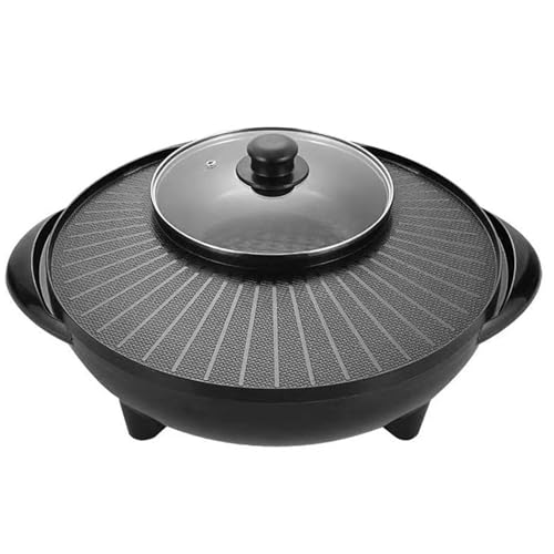 Versatile Electric Grill and Hot Pot Combo for Home Cooking, 34cm