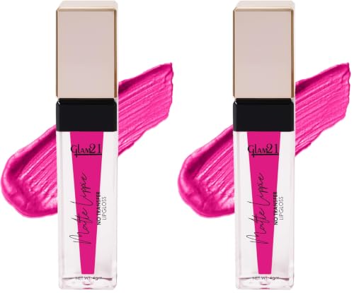 Image of Glam21 Matte Lippie No Transfer Lip Gloss | Lightweight and comfortable| Creamy Matte Formula - 4 gm | Paparika-08 (Pack of 2)