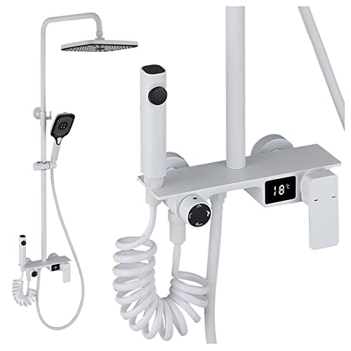 Ensemble de douche combiné de luxe au design blanc mat avec indicateur de température - 2