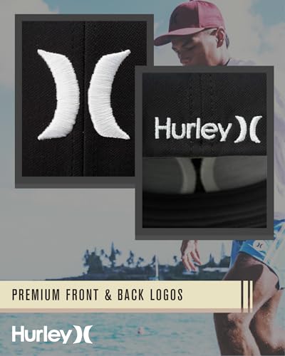 Image of Hurley Mens Baseball Cap - Moisture Wicking Curved Brim Flexfit Fitted Hats for Men with H2O-Dri Sweatband (Sizes: S-XL)