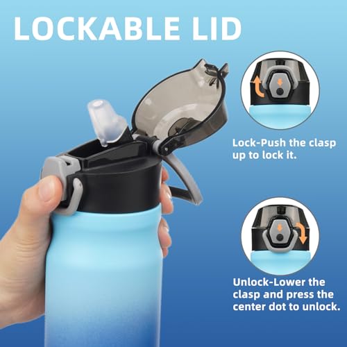 Image of Konokyo 18 oz Insulated Stainless Steel Sports Water Bottle with Straw Lid