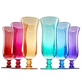 Unbreakable Pina Colada, Daiquiri, Frozen Cocktails & Juice Glasses, Hurricane Glassware, 14oz - 6 Set - Reusable Acrylic Dishwasher Safe Shatterproof BPA-free Plastic Cup, Tropical Cocktail Tall Cups