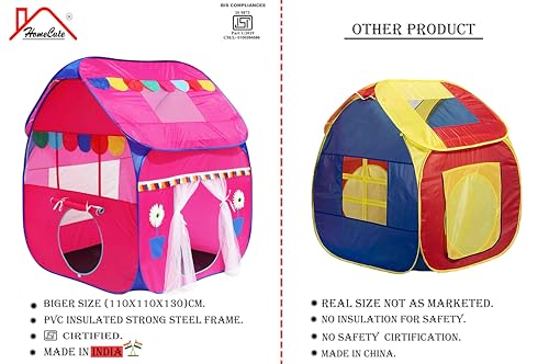 Image of Homecute Foldable Pop Up Hut Type Kids Toys Jumbo Size Play Tent House for Boys and Girls. (Big Size Pink)