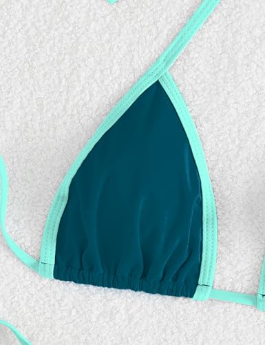 Image of Tainehs Women's Sexy Halter Thong Bikini Tie Two Sides Bottom Triangle Bikini Swimsuits