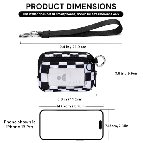 Image of YDF Keychain Wallet for Women Mini Zip Card Holder with ID Window, Coin Purse, Detachable Wristlet, Small Organizer Wallet, Checkered