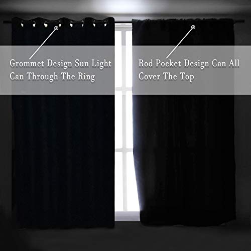 Image of DONREN 54 Inch Length Aqua Blackout Curtains for Bedroom - Small Window Treatment Rod Pocket Curtain Drapes (Set of 2 Panels)
