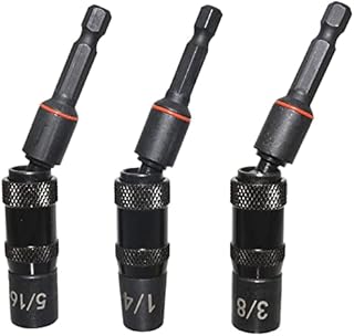 Saipor 3pcs Magnetic Pivoting Nut Driver Set Hex Shank Quick Change Power Nut Driver Drill Bit Impact Driver Socket Set Nut Setter 1/4, 5/16, 3/8-Inch