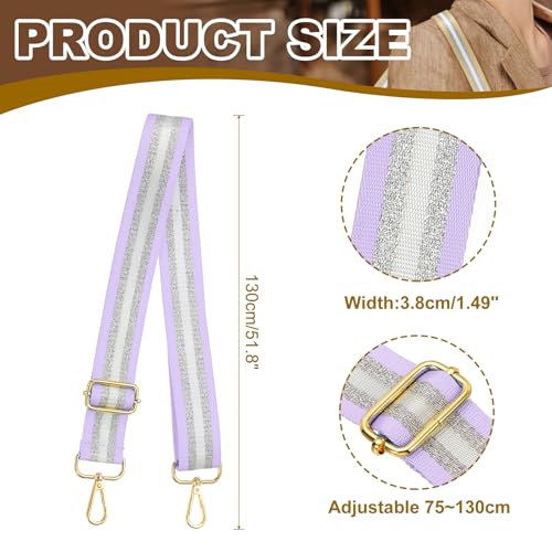 Image of PATIKIL Purse Strap, Wide Shoulder Strap Adjustable Crossbody Bag Straps Universal Replacement Shoulder Bag Belt for Women's Handbags Canvas Guitar Bag Backpack, Light Purple