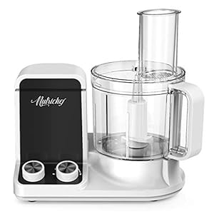 NutriChef Food Processor | 2 QT Capacity | Ultra-Quiet Multipurpose Motor | Includes 6 Attachment Blades | Silicone Base for Secure Grip | 12-Cup Capacity | Pre-Set Speeds for Easy Use