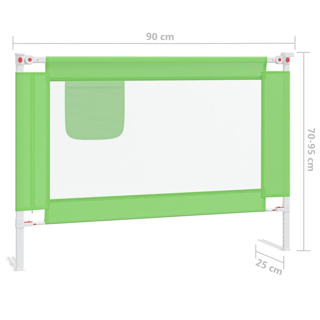 Kleinkind-Bettschutzgitter Grün 90x25 cm Stoff, höhenverstellbar Klappbar Rausfallschutz mit atmungsaktivem Bettschutzgitter für Kinderbett, Elternbett, Reisebett und Boxspringbett