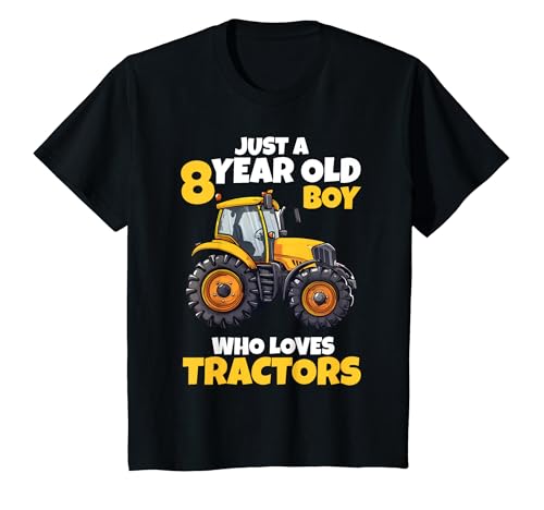 Niños Just A 8 Year Old Boy Who Loves Tractors 8th Birthday Camiseta