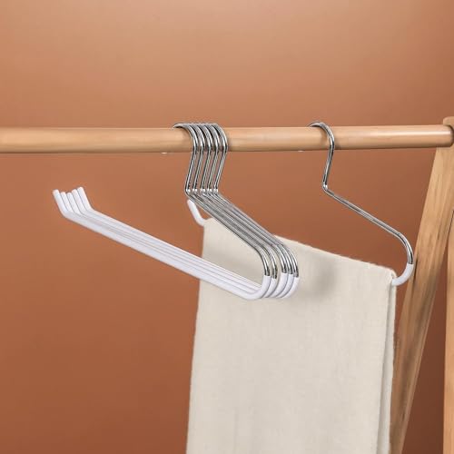 VASLIM Extra-Wide Drapery Hangers Blanket Hangers Heavy Duty Black Vinyl Coated Nonslip - Holds Up to 40 Lbs - Great for Quilts, Comforters, Table Cloths, Bedding, Towels, Rugs 8 Pack(White)