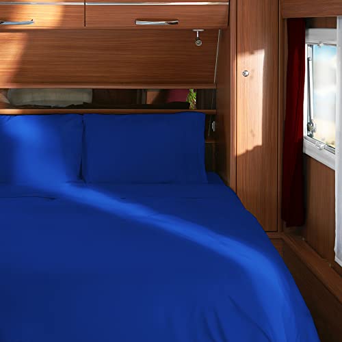 Image of Mellanni RV Short Queen Sheets - 4 PC Iconic Collection Bedding - Hotel Luxury, Extra Soft, Cooling Bed Sheets - Deep Pocket up to 10 inch (RV /Short Queen, Royal Blue)