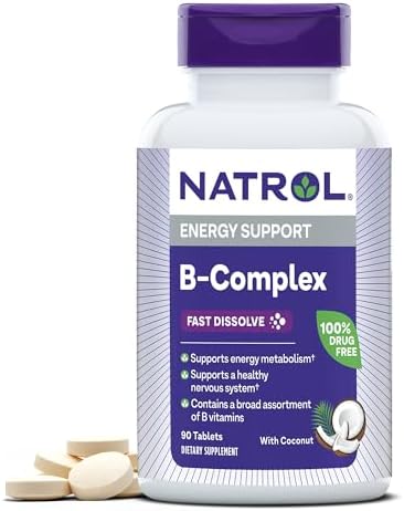 Natrol Fast Dissolve B-Complex, Dietary Supplement for Energy Support, B Complex Vitamins, 90 Tablets, 30 Day Supply