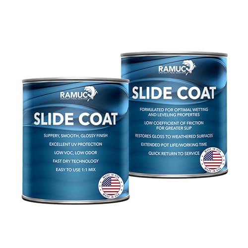 Ramuc Pool Slide Coat 2Quart Kit (PartA + B) Clear HighGloss Polyaspartic Slide Coating for Concrete & Fiberglass Slides Fast Cure UVResistant 4Year Durability