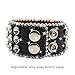 EVERBLTING Crown Rhinestone Bracelets For Men And Women, Leather Bracelet, Punk Bracelet, Adjustable Leather Wristband, Fashion Bracelet, Studded Wristband (Black)