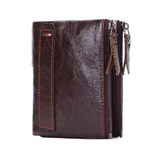Wallet Coin Pocket Wallet Leather Men's Wallet Short Double Zipper Purse Clutch Large Capacity Retro Business Card Holder Wallet For Men Women