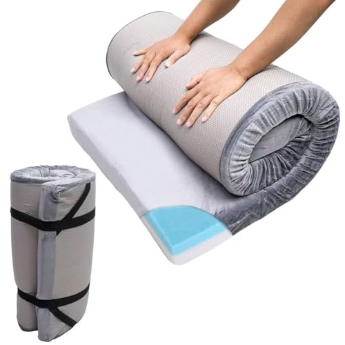 Bzvystux Memory Foam Sleeping Pad Camping Mattress,3 Inch Thick Portable Floor Mat for Adult Waterproof Sleeping Mat Roll Up Floor Mattress Foldable Backpacking Travel Bed for Outdoor,Guest Bed
