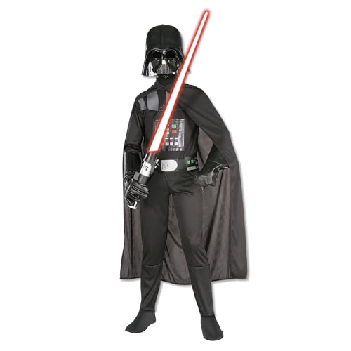 RUBIE'S STAR WARS Officiel - Costume Dark Vador - Taille 7-8 Ans - Déguisement Officiel Star Wars avec Combinaison, Cape, Masque et Ceinture - Pour Hallowwen, Carnaval, Cadeau Noël