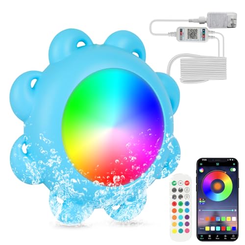 Image of BSGlobal Smart LED Pool Lights with RGB Color Changing, IP68 Waterproof, 10W Submersible Lights with 33ft Cord for Inground /Aboveground Pool, App /Remote Control
