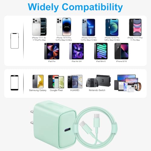 Image of iPhone 17 16 15 Charger Fast Charging 10FT - 20W USB C Charger Block