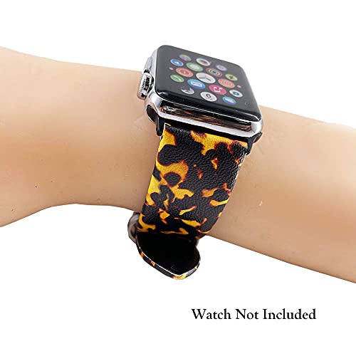 Tortoise Shell Replacement Band Compatible For Iwatch 38Mm/40Mm Wrist Band Pu Leather Strap For Apple Watch Smartwatch Series 8 7 6 5 4 3 2 1 Se Version (38Mm/40Mm, Tortoise Shell) #TOP6