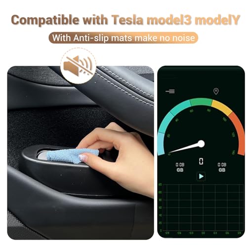 Image of Compatible with Door Handle Inserts Model 3 Side Door Trash Can for Tesla Model 3 (2023-2017), Car Door Trash Can for Tesla Model Y (2024-2020), Right Front Door Handle Pocket for Model 3 Accessories