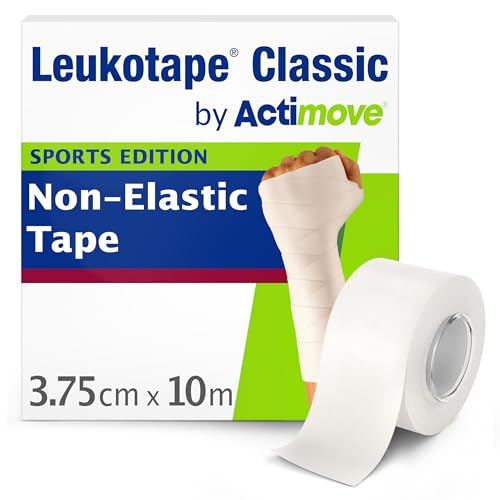 Leukotape Classic by Actimove Sports Edition Rigid Medical Tape for Sprains and Injury Prevention 3.75 cm x 10 m White 1 Roll