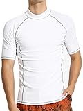 Actleis Men's Short Sleeve Rash Guard, UPF50+ UV Sun Protection Tee Quick Dry Swimming Shirts L Whit