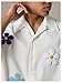 SHENHE Men's Oversized Short Sleeve Button Down Floral Shirt Collared Summer Streetwear Top White Medium