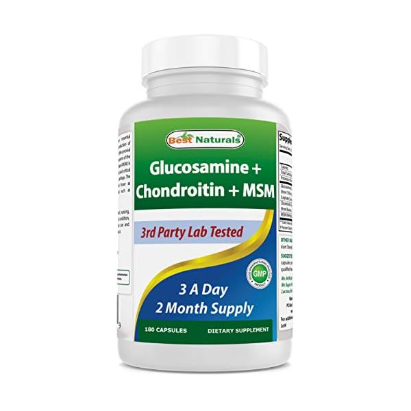 Best Naturals Glucosamine Chondroitin and MSM (Non-GMO) - Promotes Joint Health - 180 Count